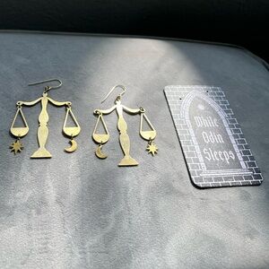 While Odin Sleeps Brass Libra Scales Earrings
